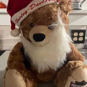 Harley-Davidson Festive Teddy Bear with Red Santa Hat